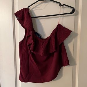 One shoulder burgundy shirt